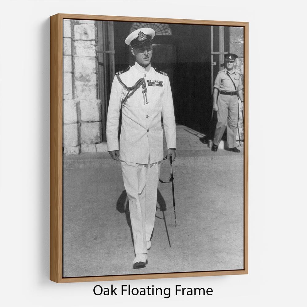 Prince Philip in naval uniform in Malta Floating Frame Canvas