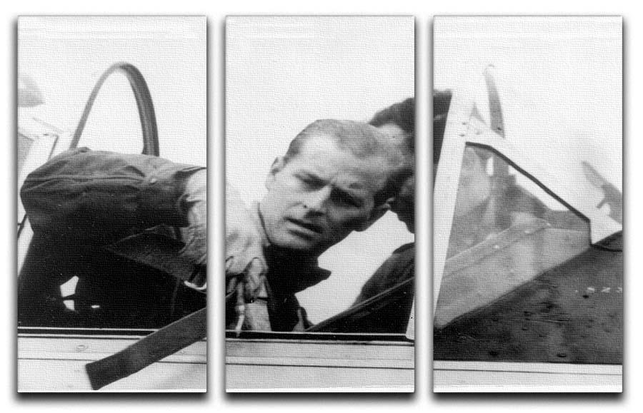 Prince Philip in the cockpit about to receive his RAF Wings 3 Split Panel Canvas Print - Canvas Art Rocks - 1