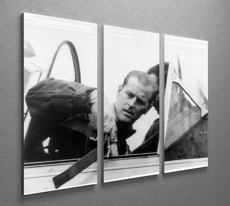 Prince Philip in the cockpit about to receive his RAF Wings 3 Split Panel Canvas Print - Canvas Art Rocks - 2