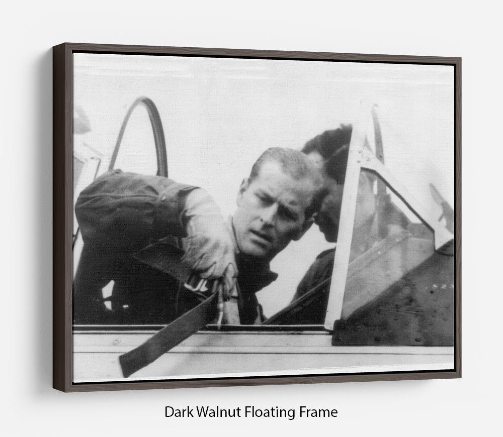Prince Philip in the cockpit about to receive his RAF Wings Floating Frame Canvas