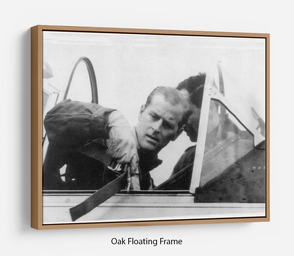Prince Philip in the cockpit about to receive his RAF Wings Floating Frame Canvas