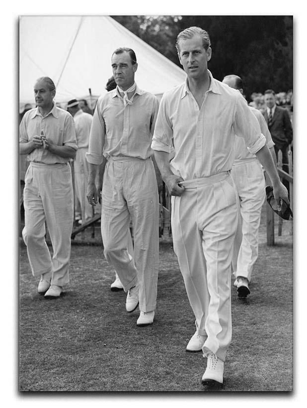 Prince Philip leading his cricket team onto the field Canvas Print or Poster  - Canvas Art Rocks - 1