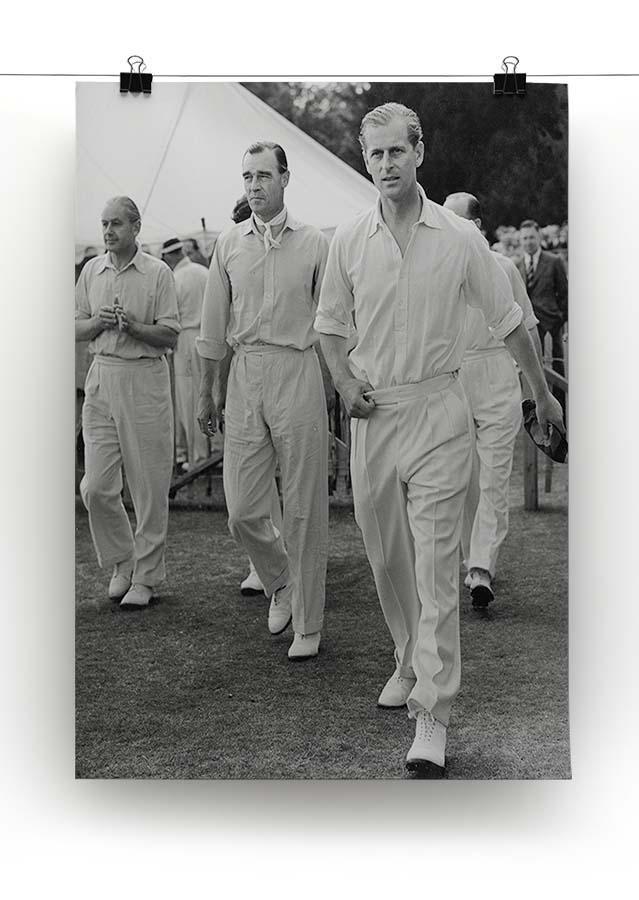 Prince Philip leading his cricket team onto the field Canvas Print or Poster - Canvas Art Rocks - 2