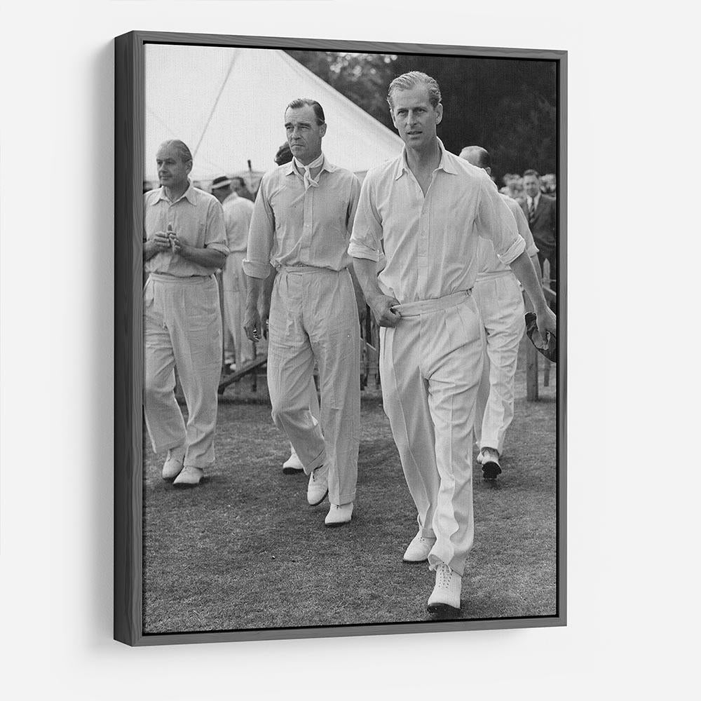 Prince Philip leading his cricket team onto the field HD Metal Print