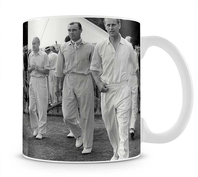 Prince Philip leading his cricket team onto the field Mug - Canvas Art Rocks - 1