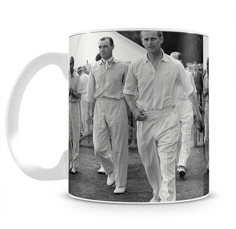 Prince Philip leading his cricket team onto the field Mug - Canvas Art Rocks - 2