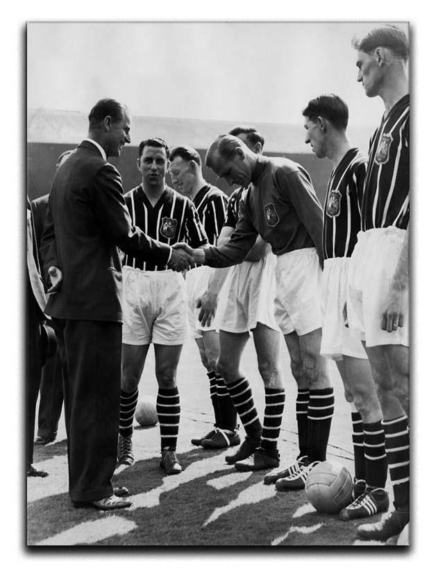 Prince Philip meeting members of Manchester City team Canvas Print or Poster  - Canvas Art Rocks - 1