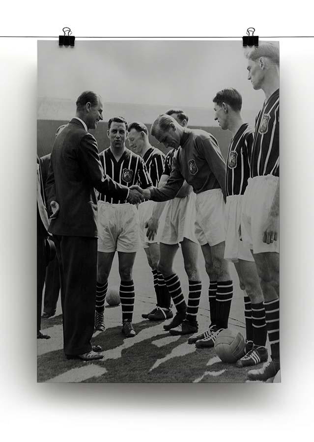Prince Philip meeting members of Manchester City team Canvas Print or Poster - Canvas Art Rocks - 2
