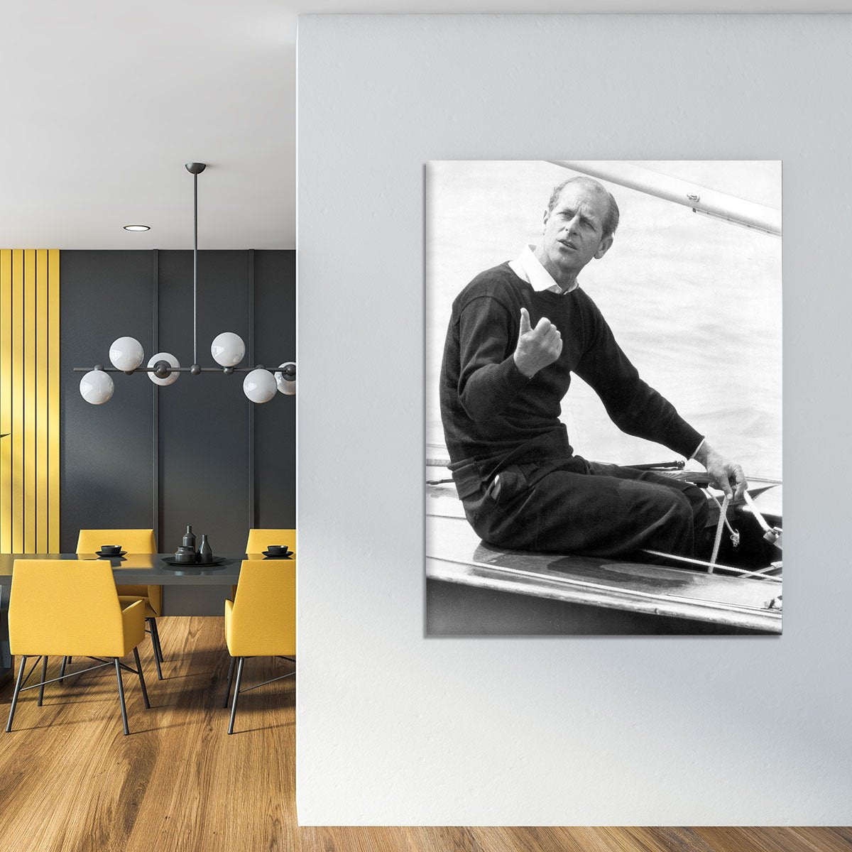 Prince Philip resting after racing at Cowes Isle of Wight Canvas Print or Poster