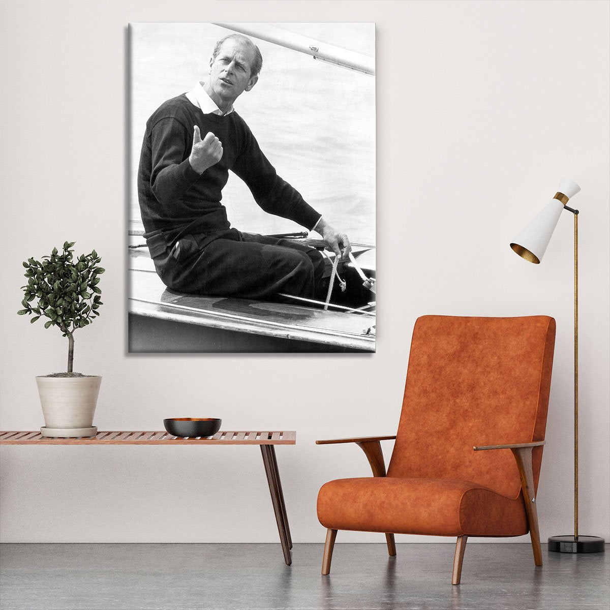 Prince Philip resting after racing at Cowes Isle of Wight Canvas Print or Poster