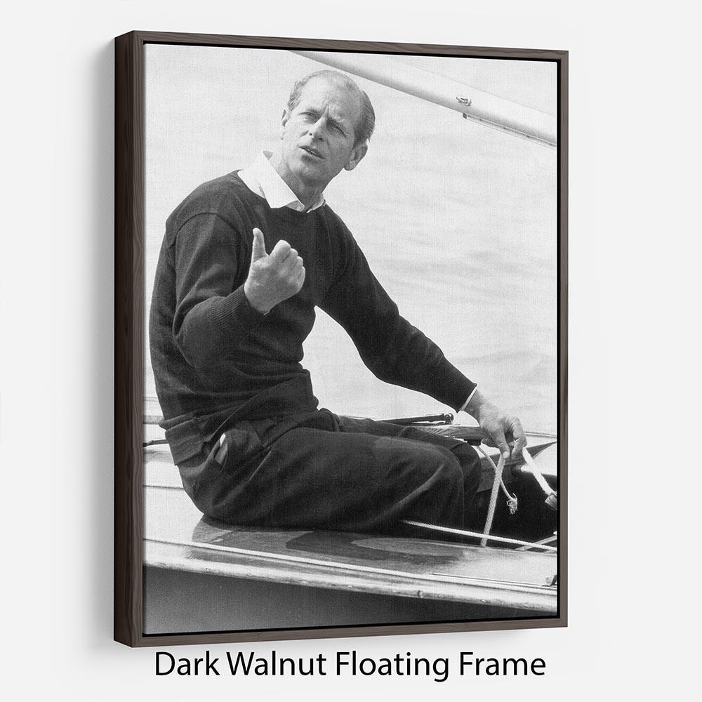 Prince Philip resting after racing at Cowes Isle of Wight Floating Frame Canvas