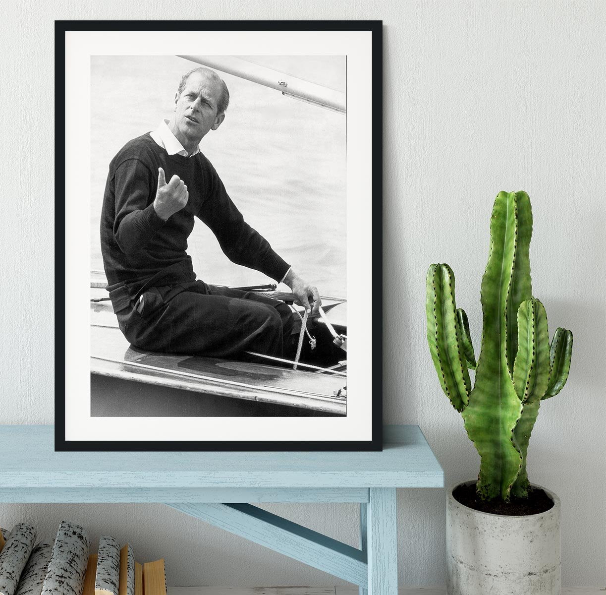 Prince Philip resting after racing at Cowes Isle of Wight Framed Print - Canvas Art Rocks - 1