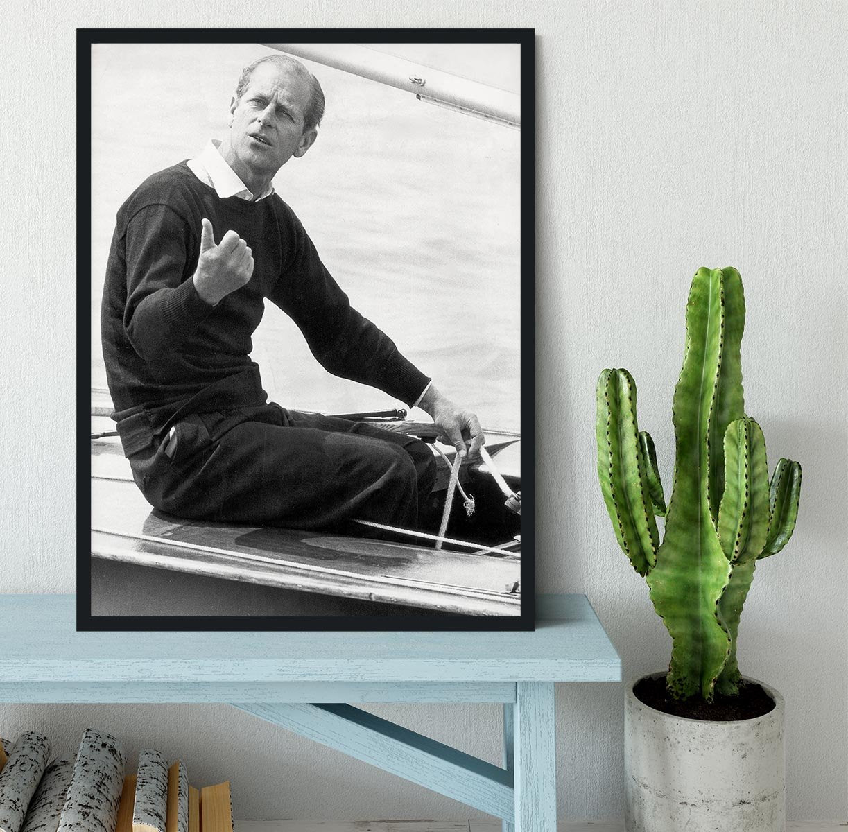 Prince Philip resting after racing at Cowes Isle of Wight Framed Print - Canvas Art Rocks - 2