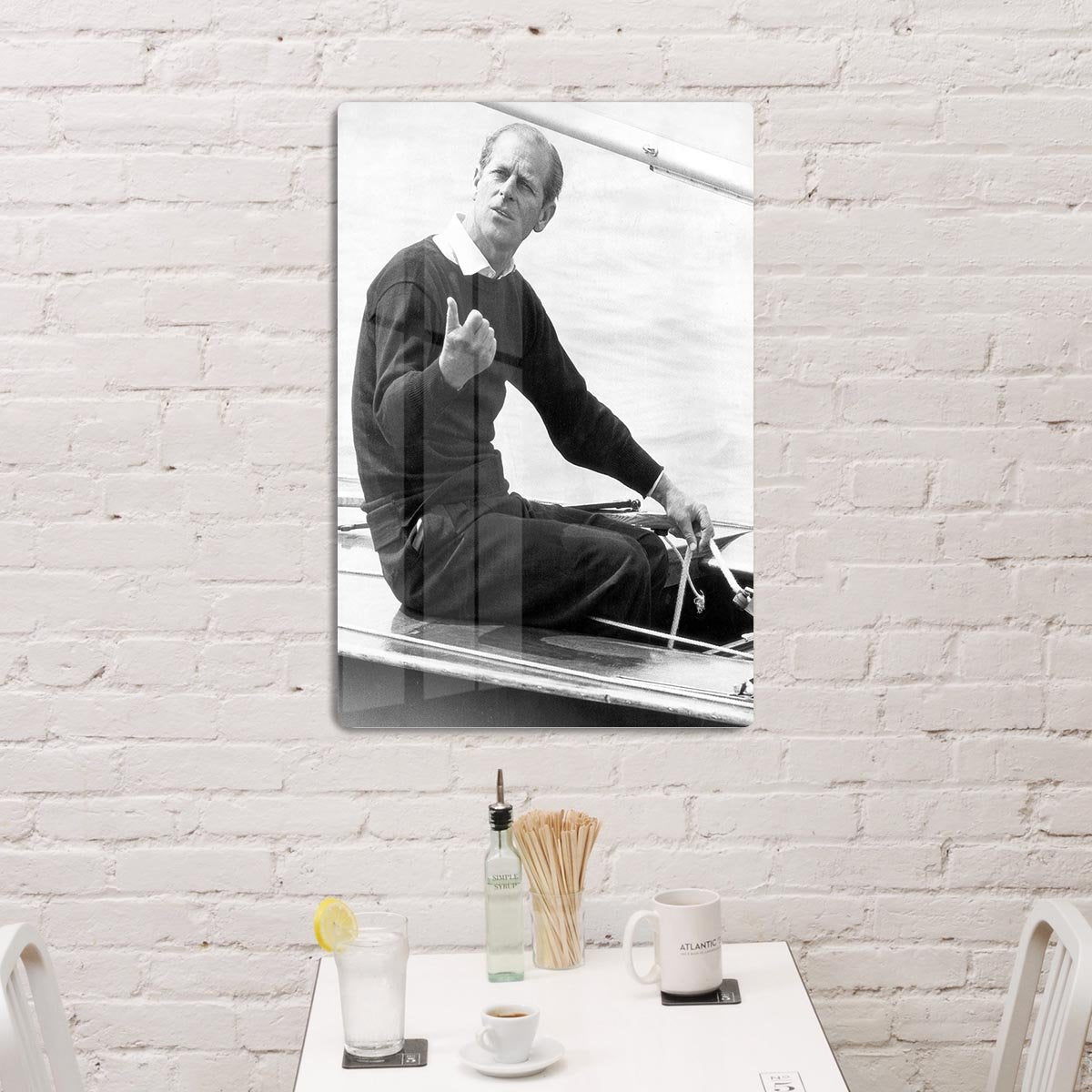 Prince Philip resting after racing at Cowes Isle of Wight HD Metal Print