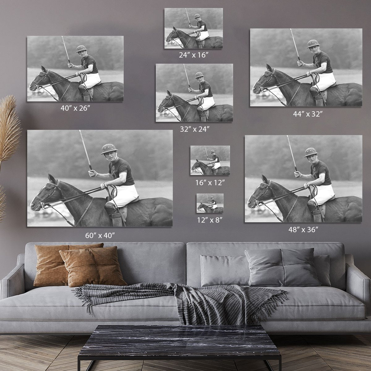 Prince Philip shown winning the polo Gold Cup Canvas Print or Poster