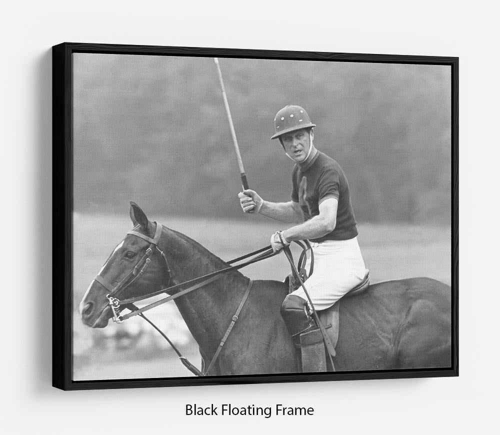 Prince Philip shown winning the polo Gold Cup Floating Frame Canvas