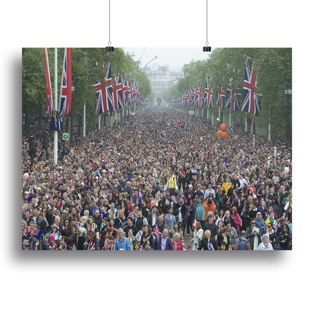 Prince William and Kate crowds for their wedding on The Mall Canvas Print or Poster