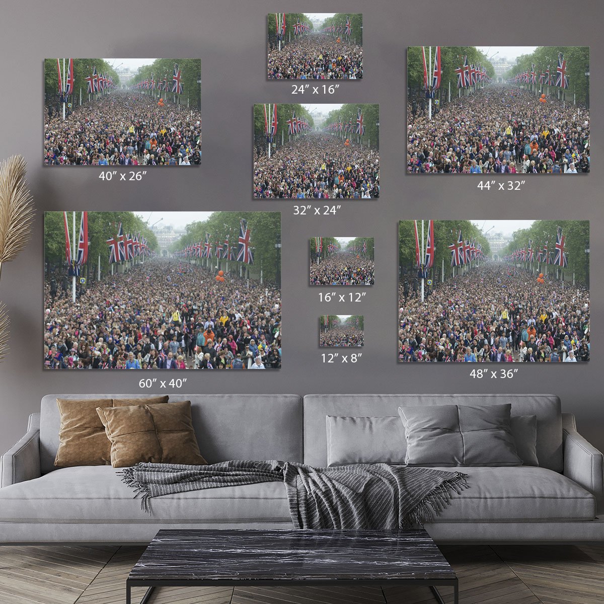 Prince William and Kate crowds for their wedding on The Mall Canvas Print or Poster