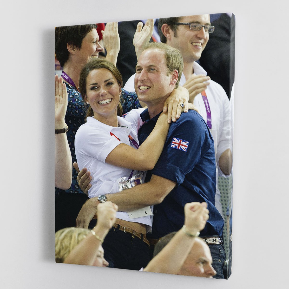 Prince William and Kate hugging at the 2012 Olympics Canvas Print or Poster