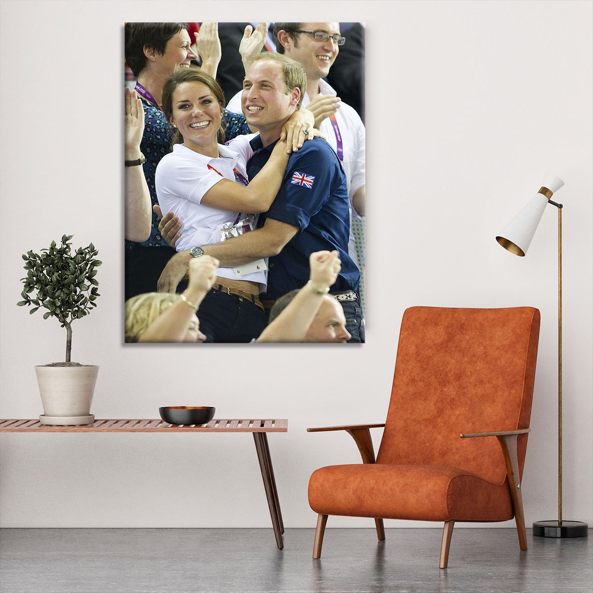 Prince William and Kate hugging at the 2012 Olympics Canvas Print or Poster