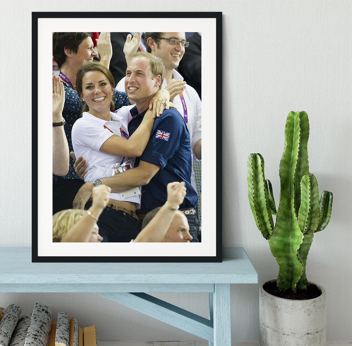 Prince William and Kate hugging at the 2012 Olympics Framed Print - Canvas Art Rocks - 1