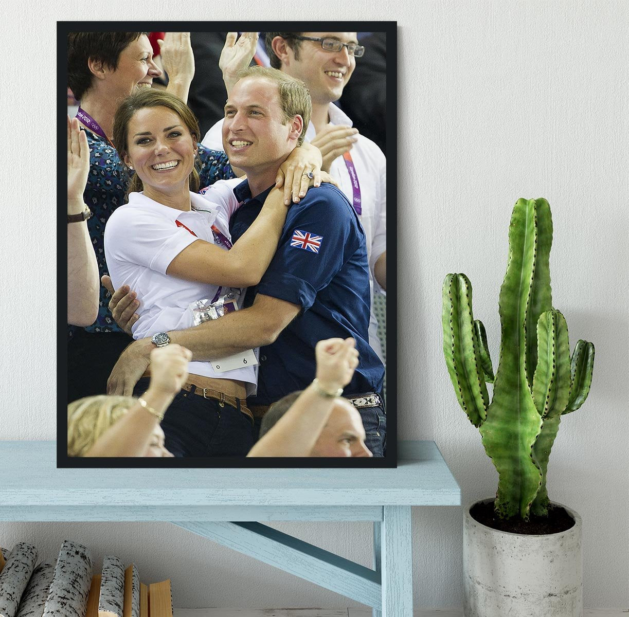 Prince William and Kate hugging at the 2012 Olympics Framed Print - Canvas Art Rocks - 2