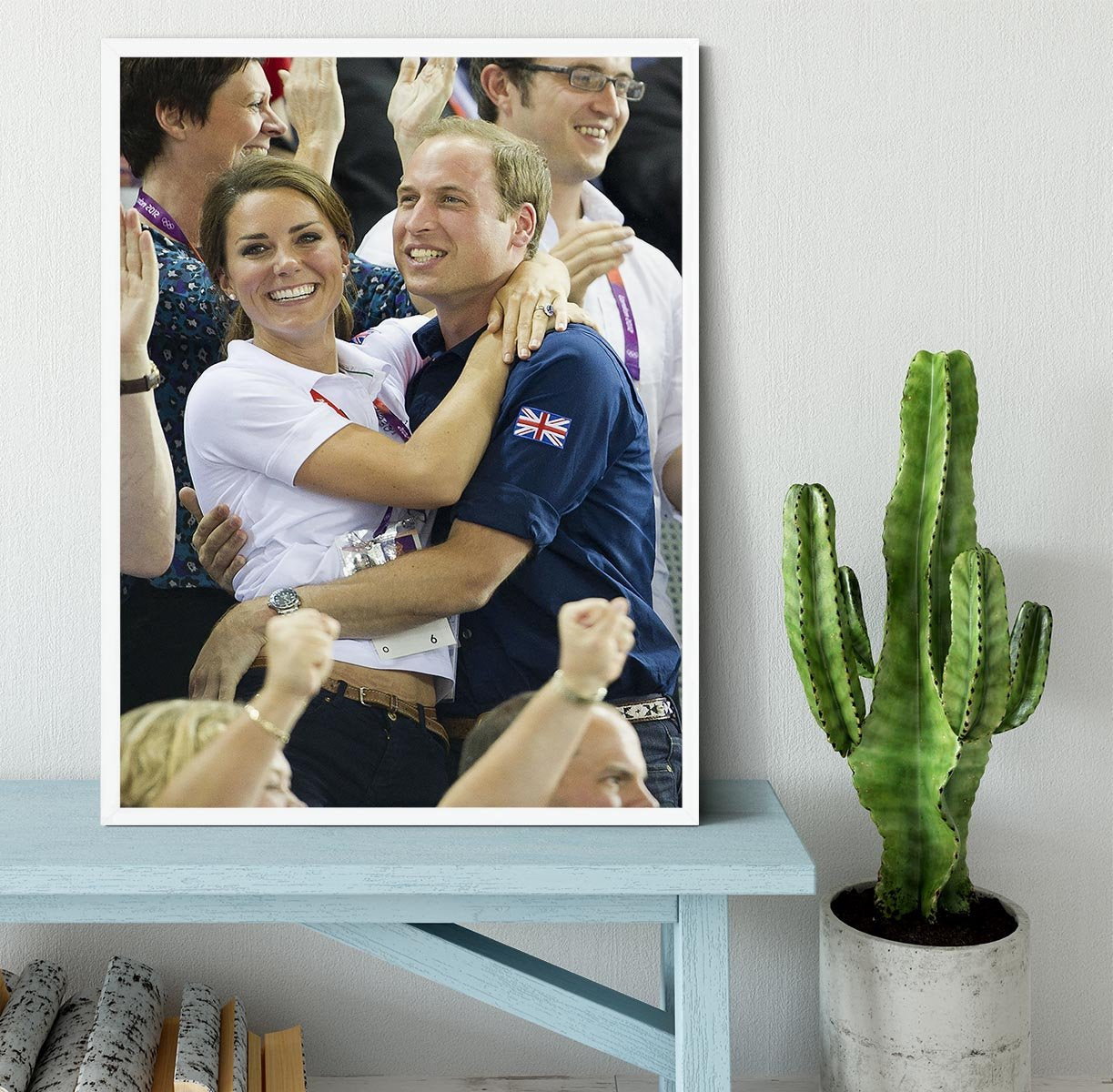 Prince William and Kate hugging at the 2012 Olympics Framed Print - Canvas Art Rocks -6
