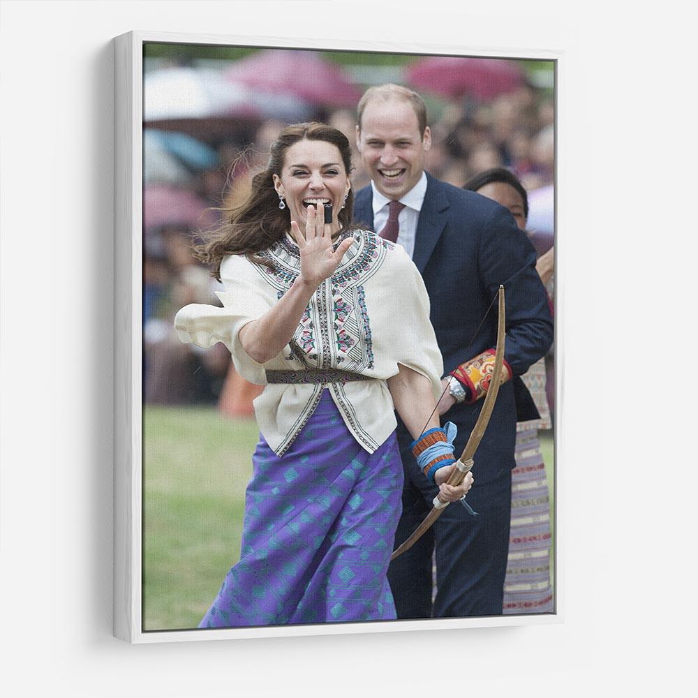 Prince William and Kate laughing trying archery in Bhutan HD Metal Print