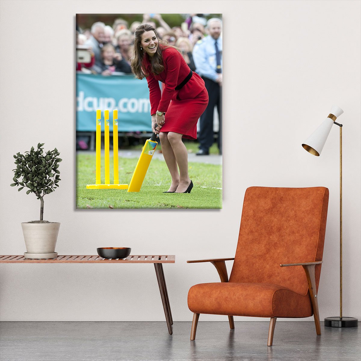 Prince William and Kate playing cricket in New Zealand Canvas Print or Poster
