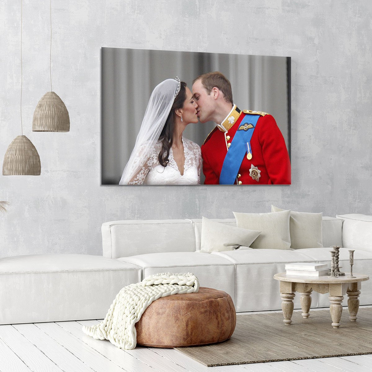 Prince William and Kate sharing a wedding kiss Canvas Print or Poster