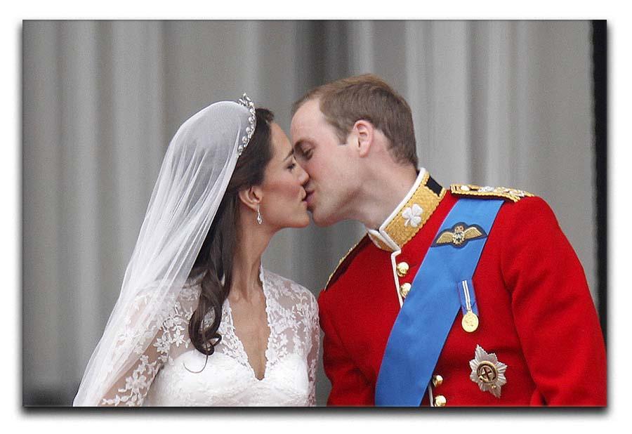 Prince William and Kate sharing a wedding kiss Canvas Print or Poster  - Canvas Art Rocks - 1
