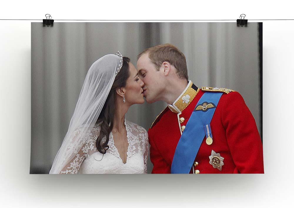 Prince William and Kate sharing a wedding kiss Canvas Print or Poster - Canvas Art Rocks - 2