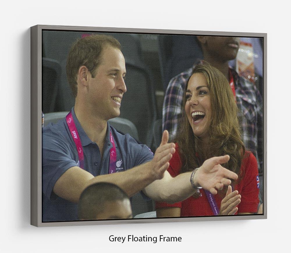 Prince William and Kate watching cycling at the 2012 Olympics Floating Frame Canvas