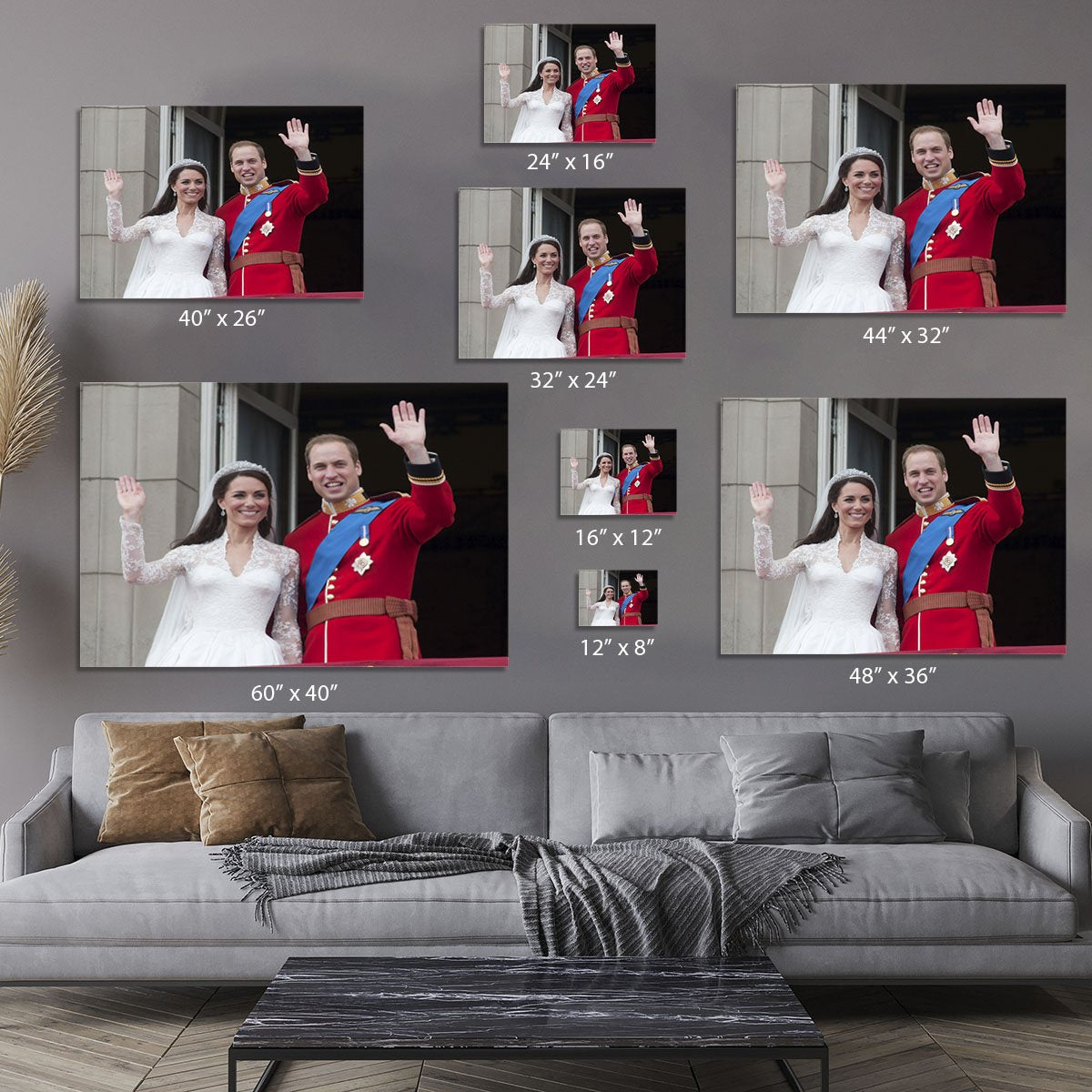 Prince William and Kate waving on their wedding day Canvas Print or Poster
