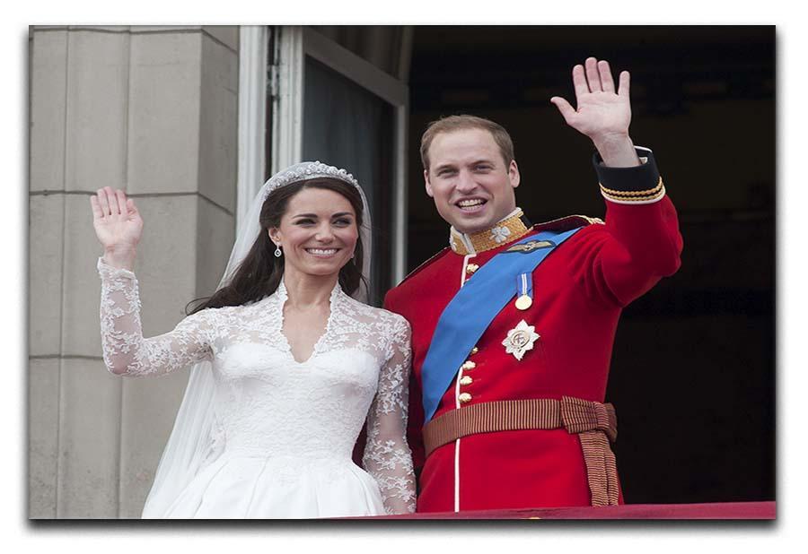 Prince William and Kate waving on their wedding day Canvas Print or Poster  - Canvas Art Rocks - 1