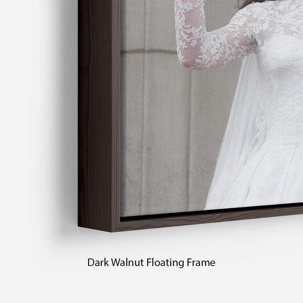 Prince William and Kate waving on their wedding day Floating Frame Canvas