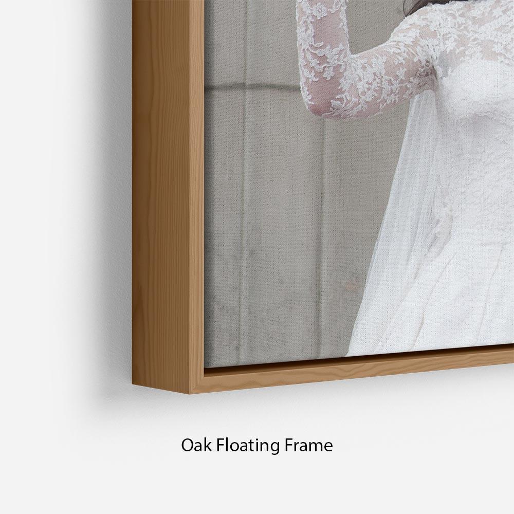 Prince William and Kate waving on their wedding day Floating Frame Canvas