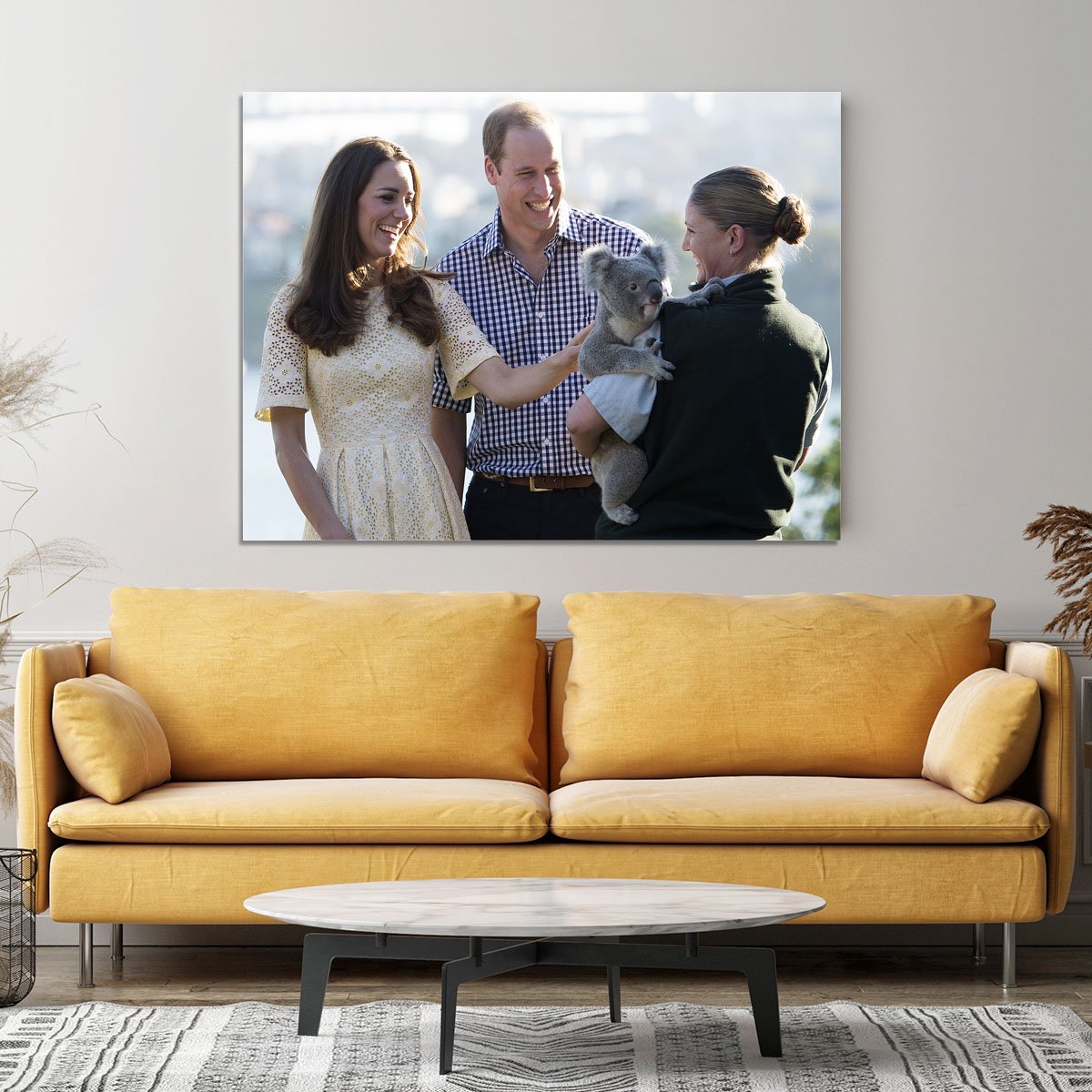 Prince William and Kate with a koala bear in Sydney Australia Canvas Print or Poster