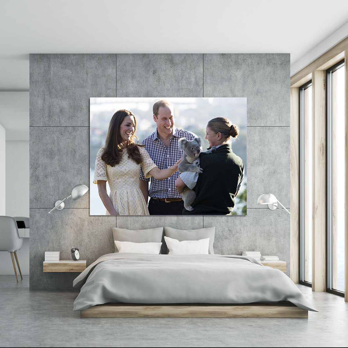 Prince William and Kate with a koala bear in Sydney Australia Canvas Print or Poster