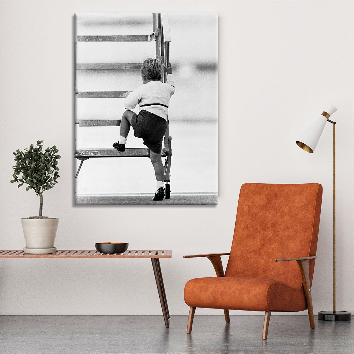 Prince William at Aberdeen Airport climbing stairs Canvas Print or Poster