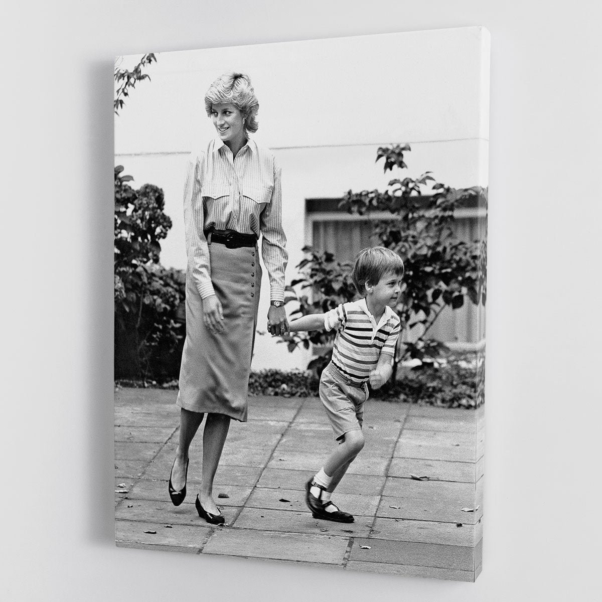 Prince William with Princess Diana dropping Harry at school Canvas Print or Poster