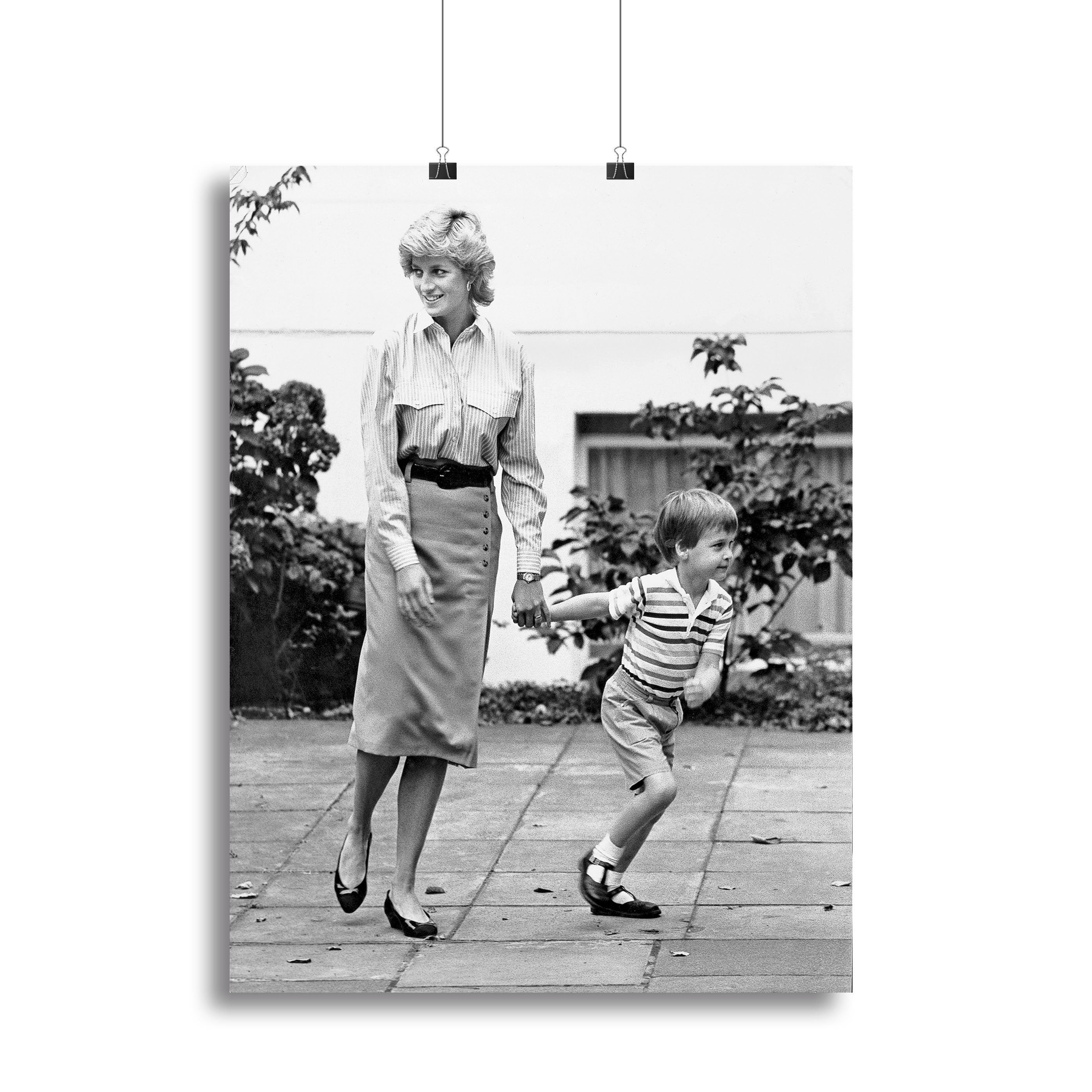 Prince William with Princess Diana dropping Harry at school Canvas Print or Poster