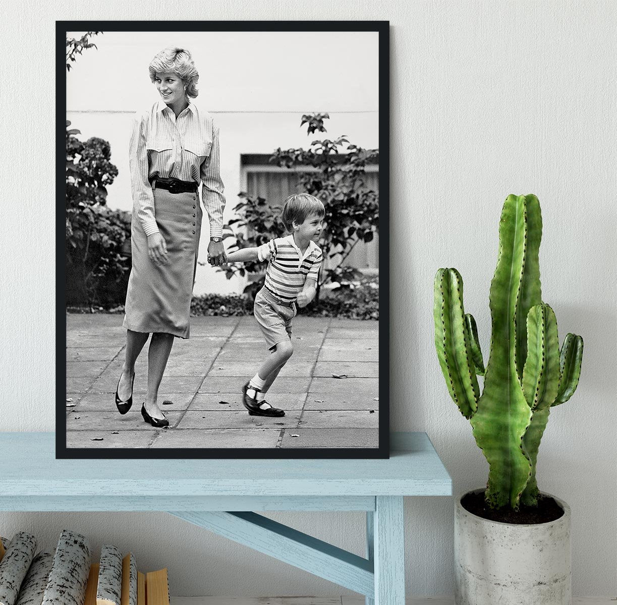 Prince William with Princess Diana dropping Harry at school Framed Print - Canvas Art Rocks - 2