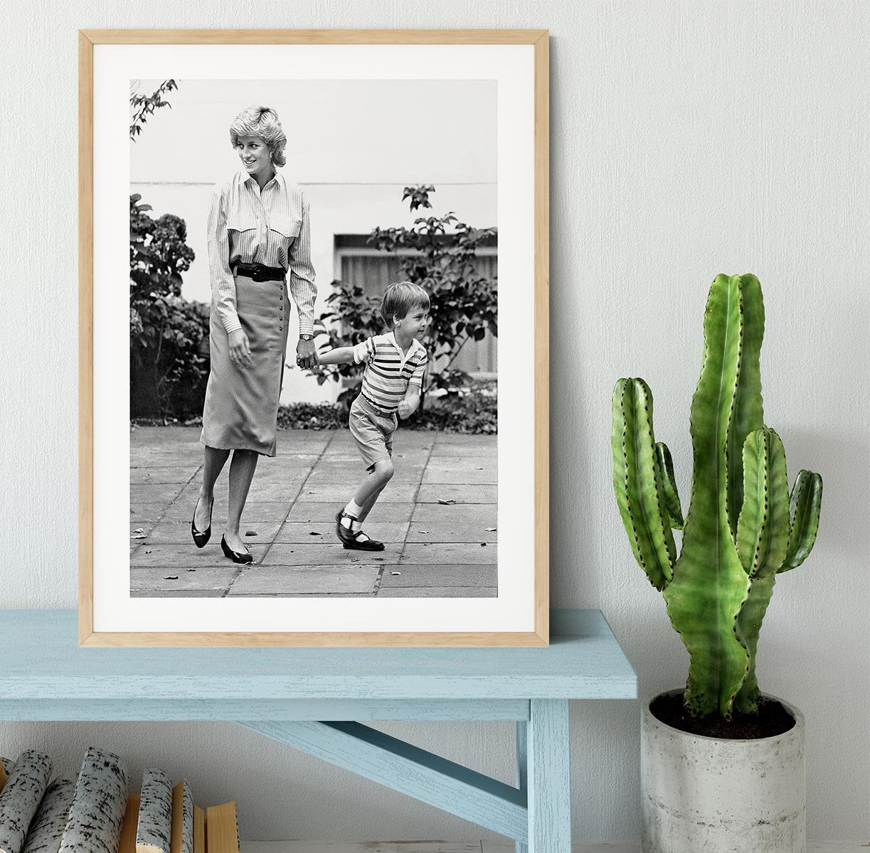 Prince William with Princess Diana dropping Harry at school Framed Print - Canvas Art Rocks - 3