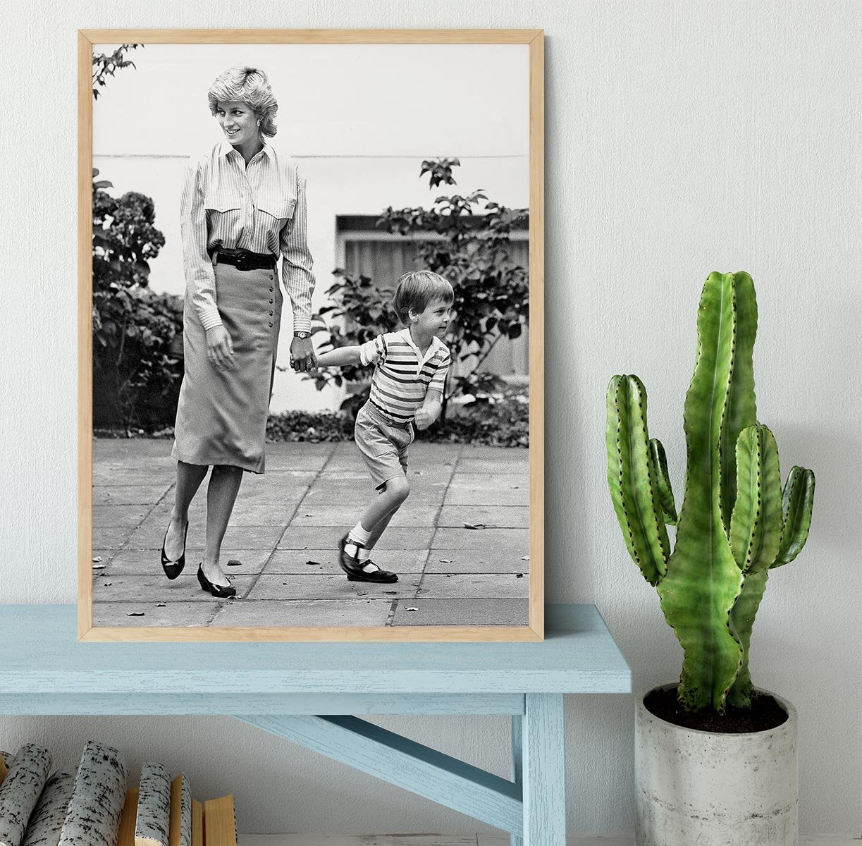 Prince William with Princess Diana dropping Harry at school Framed Print - Canvas Art Rocks - 4