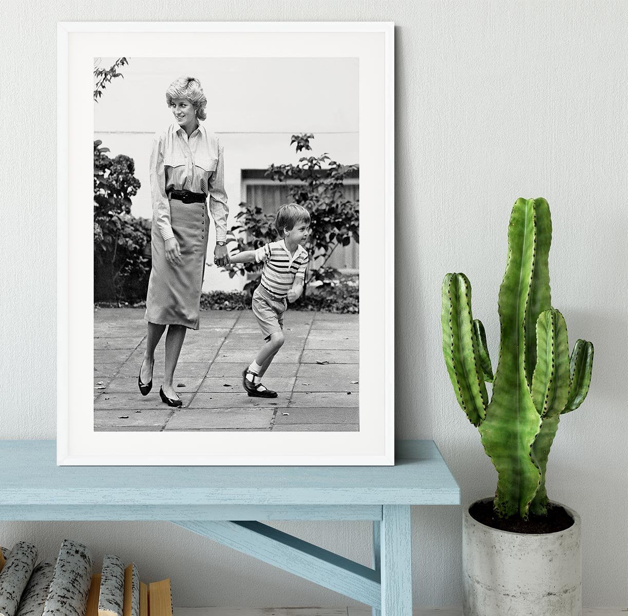 Prince William with Princess Diana dropping Harry at school Framed Print - Canvas Art Rocks - 5