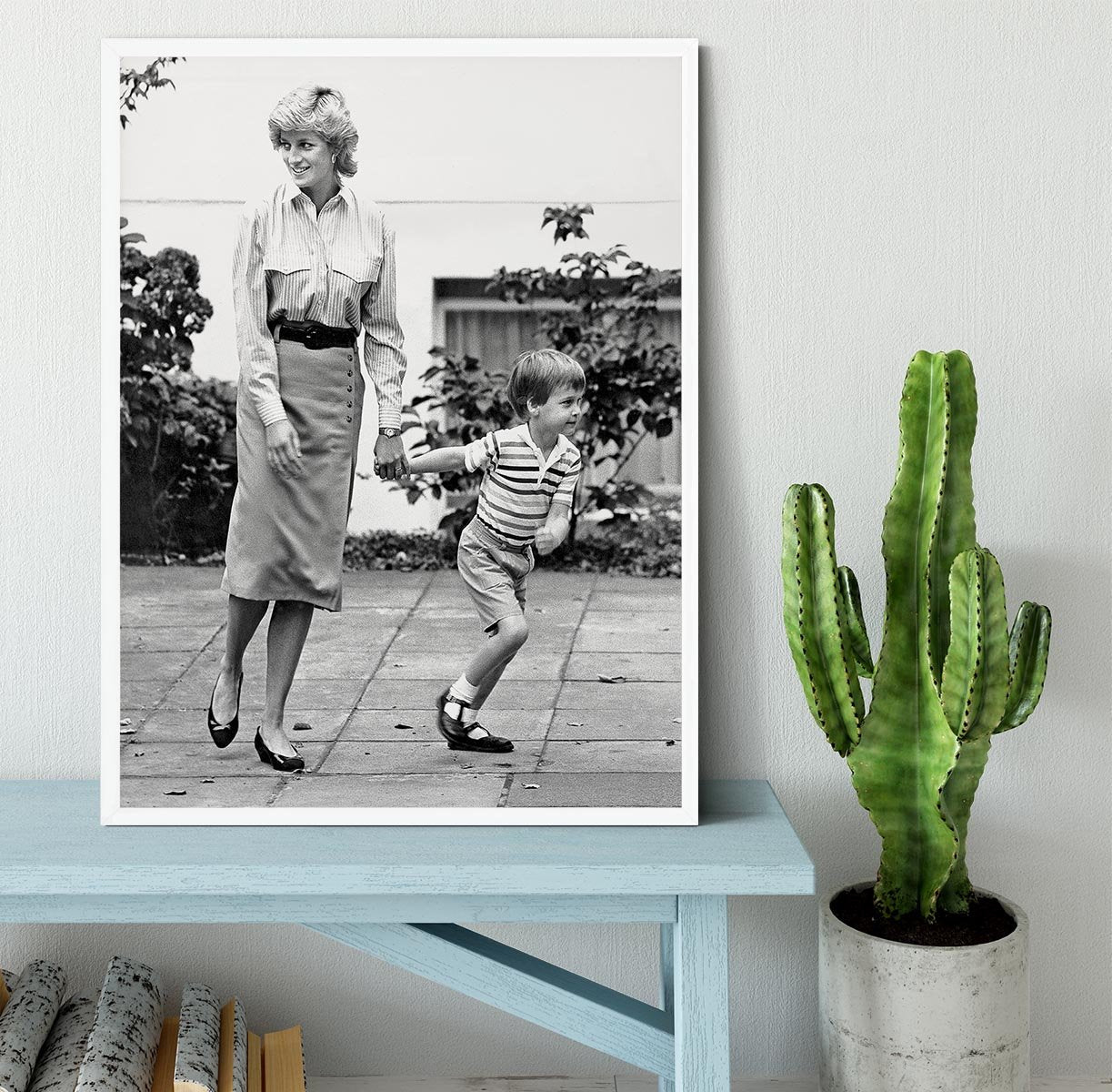 Prince William with Princess Diana dropping Harry at school Framed Print - Canvas Art Rocks -6