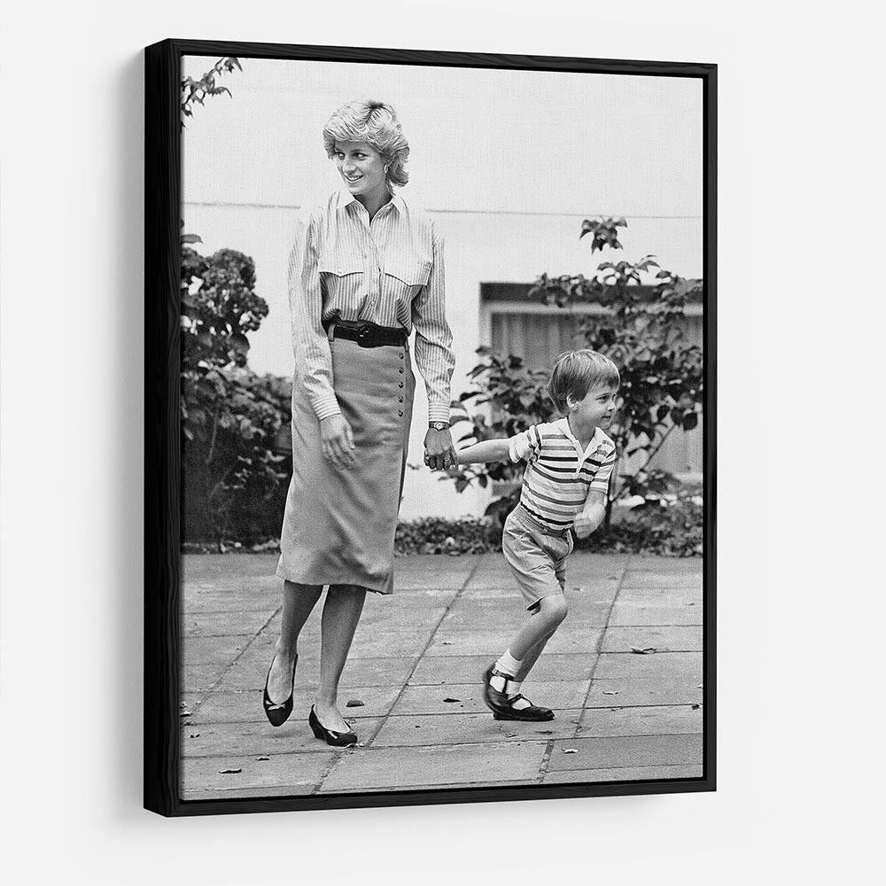 Prince William with Princess Diana dropping Harry at school HD Metal Print
