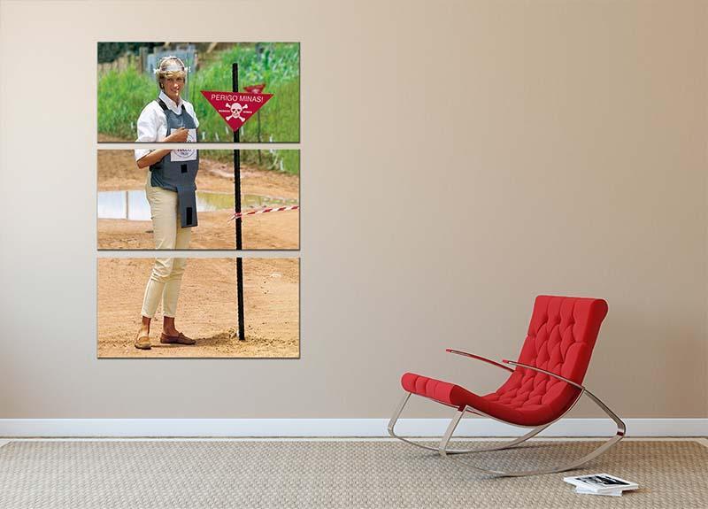 Princes Diana at a mine field in Angola for a Red Cross visit 3 Split Panel Canvas Print - Canvas Art Rocks - 2