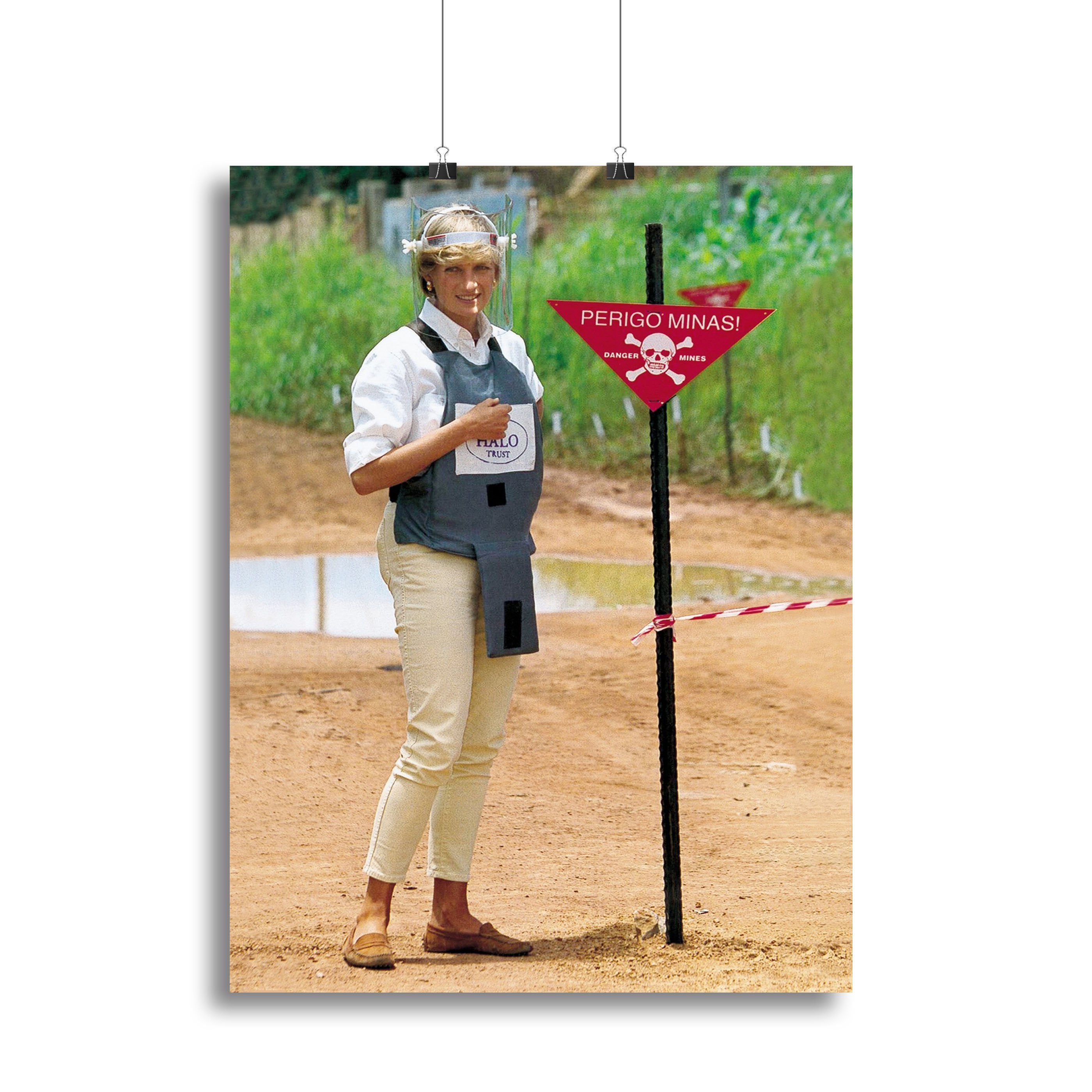 Princes Diana at a mine field in Angola for a Red Cross visit Canvas Print or Poster